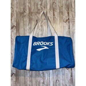 Brooks Blue Running Gym Duffel Travel Bag With White Handles & Zipper Closure